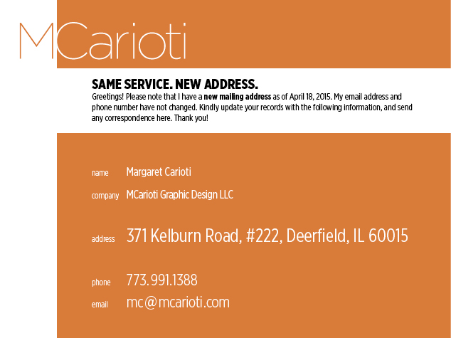 MCarioti Graphic Design Important Contact Information